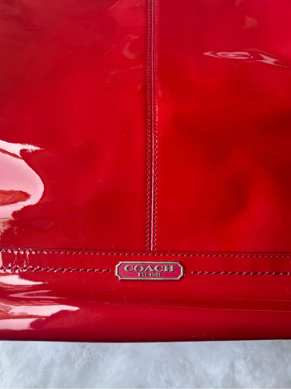Coach Red Patent Leather Shoulder Tote